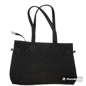 Vntg VERA BRADLEY Quilted Tote Bag. Medium Size. Black. GUC